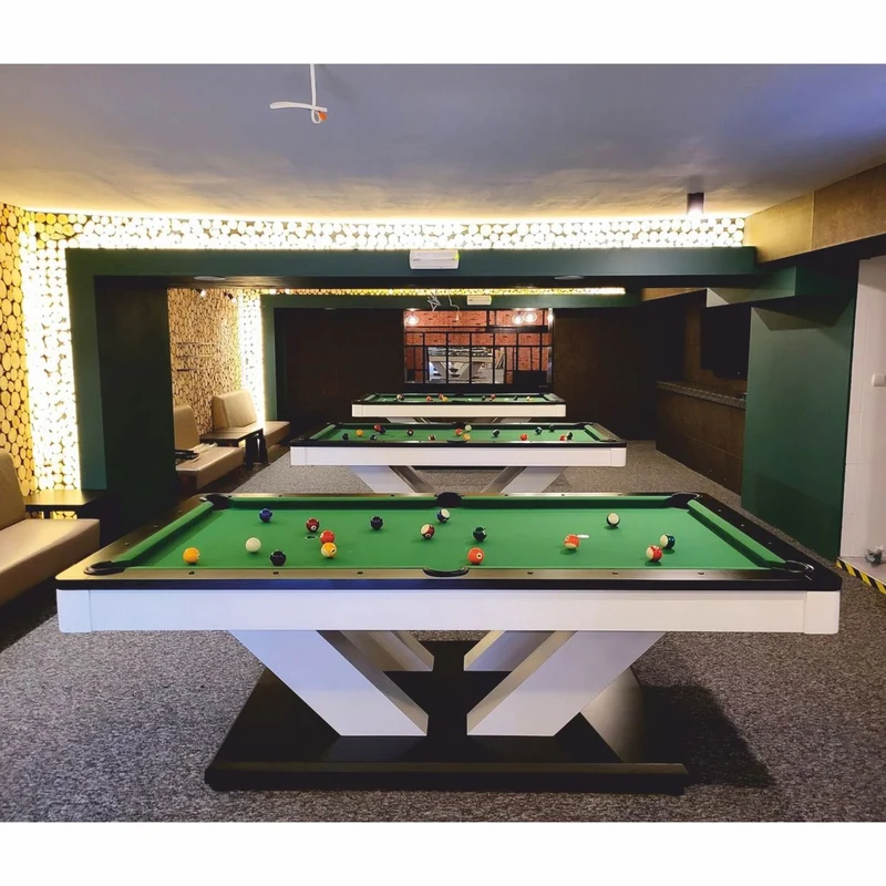Casa Padrino Luxus Pool Billardtisch / Esstisch 8ft Weiß / Schwarz / Grün