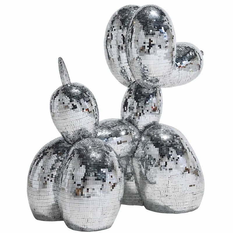 Casa Padrino Deko Skulptur Ballon Hund Silber 130 cm - Große Deko Figur