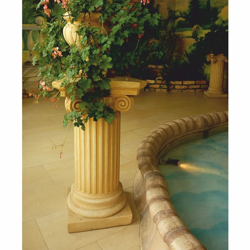 Casa Padrino Barock Säule Gelb H. 81 cm - Prunkvolle Garten & Terrassen Deko