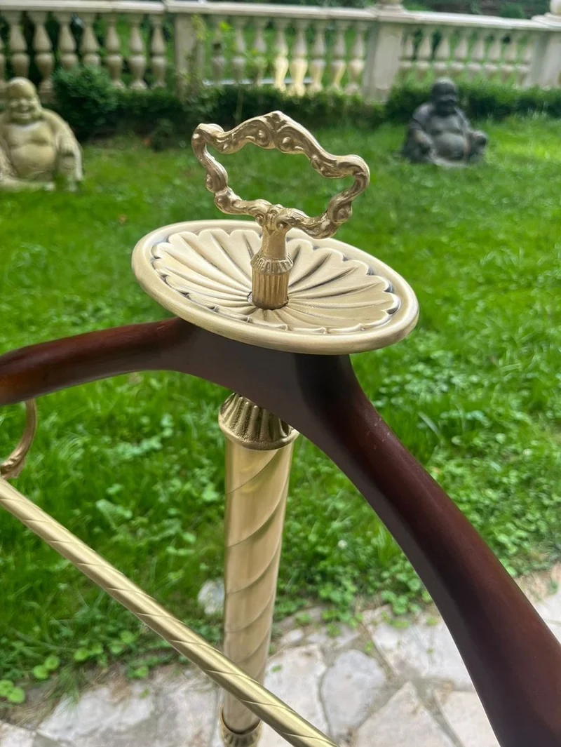 Casa Padrino Luxus Barock Dressboy aus Messing und Holz in Dunkelbraun, H. 133 cm - Eleganter Herrendiener für repräsentative Räume