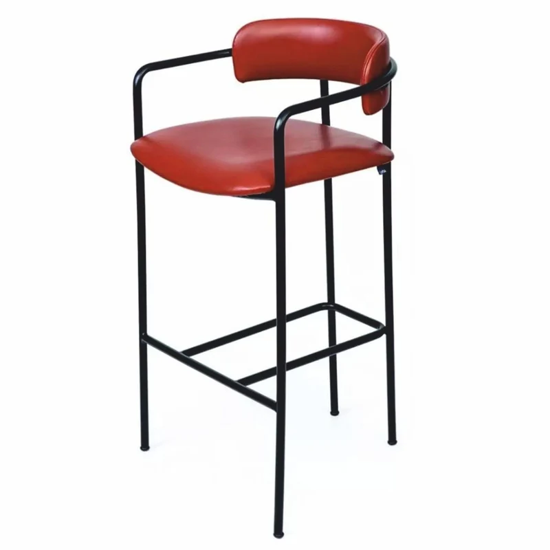 Casa Padrino Luxus Kunstleder Barstuhl Rot / Schwarz H. 106 cm - Hotel & Bar Möbel
