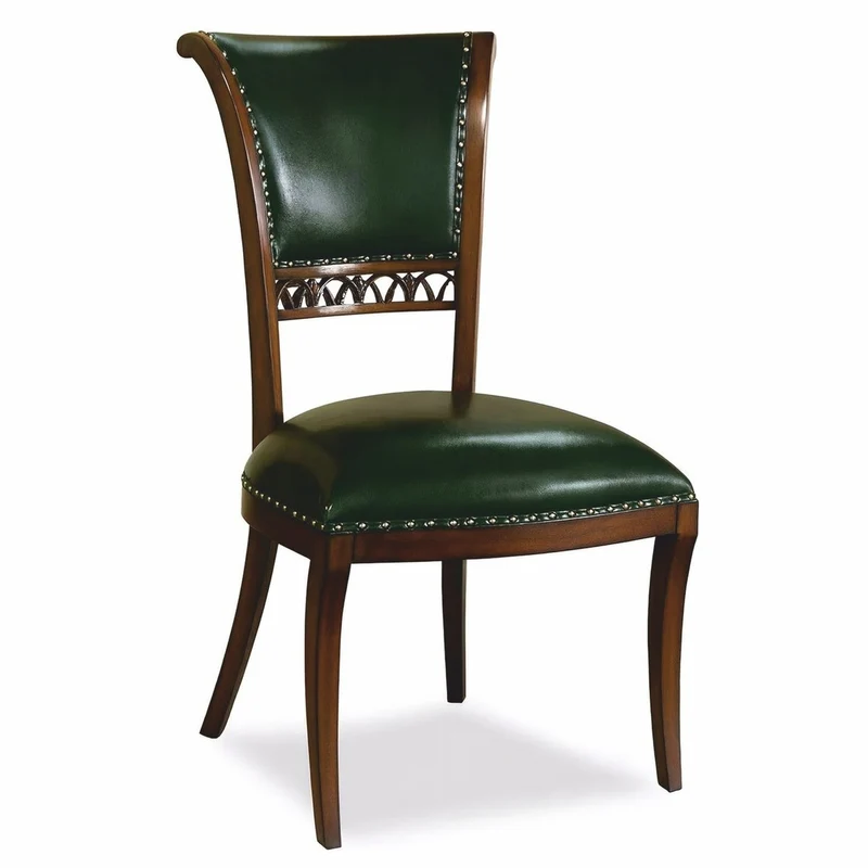 Casa Padrino Luxus Art Deco Leder Esszimmer Stuhl Dunkelgrün / Dunkelbraun - Esszimmer Möbel