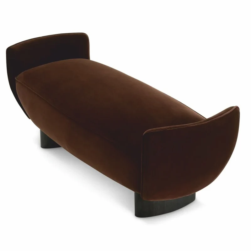 Casa Padrino Luxus Samt Sitzbank Braun / Schwarz 151 cm - Luxus Hotel Möbel