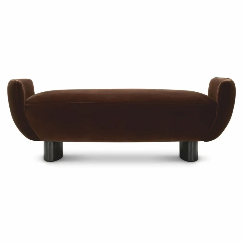 Casa Padrino Luxus Samt Sitzbank Braun / Schwarz 151 cm - Luxus Hotel Möbel
