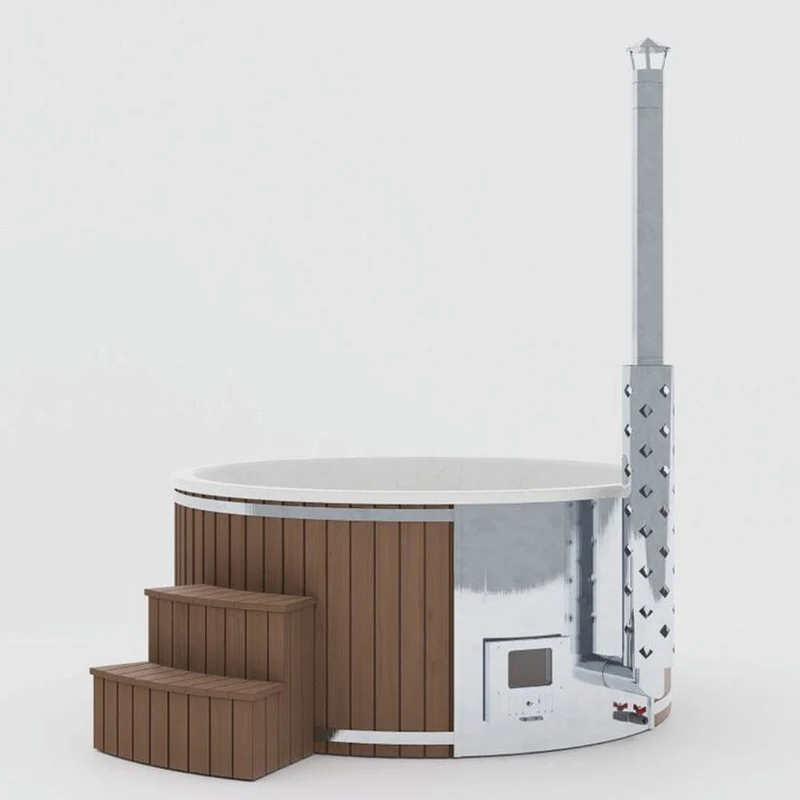 Casa Padrino Luxus Outdoor Garten 4-6 Personen Whirlpool Braun / Silber Ø 225 cm