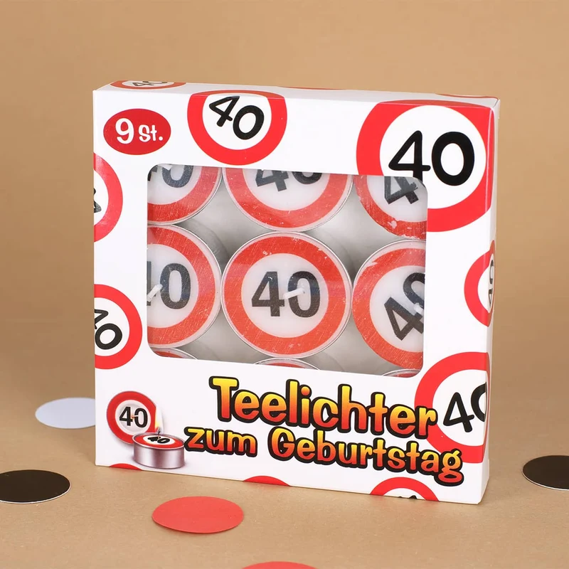 9 Teelichter - Verkehrsschild mit Alter