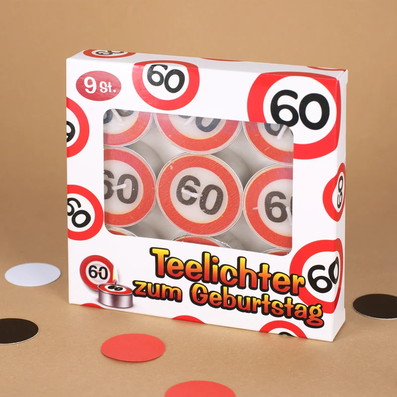 9 Teelichter - Verkehrsschild mit Alter