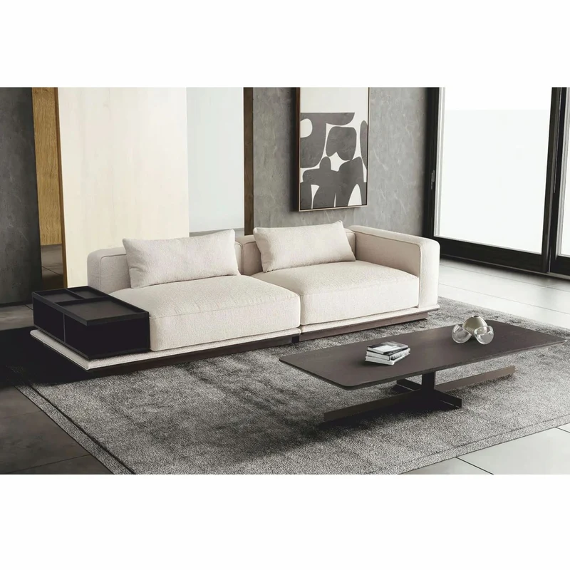 Casa Padrino Luxus Sofa Weiß / Schwarz / Dunkelbraun 286 cm - Wohnzimmer & Hotel Möbel