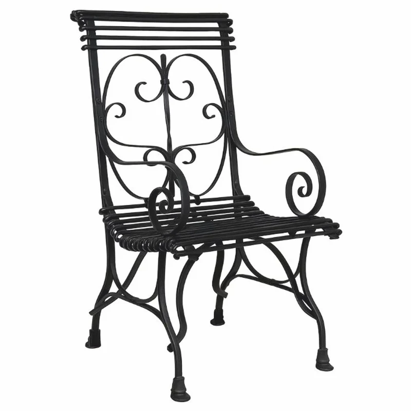 Casa Padrino Jugendstil Schmiedeeisen Gartenstuhl 4er Set Schwarz - Garten Möbel