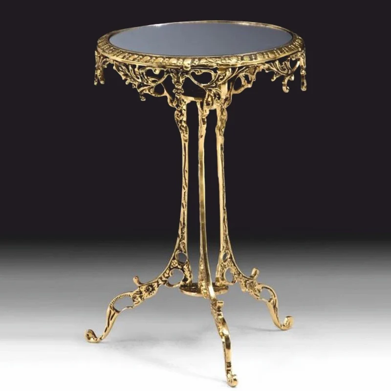 Casa Padrino Luxus Barock Bronze Beistelltisch mit Glasplatte Gold H. 49 cm - Barock Möbel