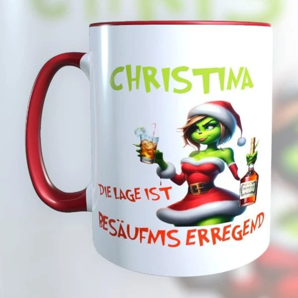 Personalisierte Grinch Tasse – Die Lage ist besäufniserregend!