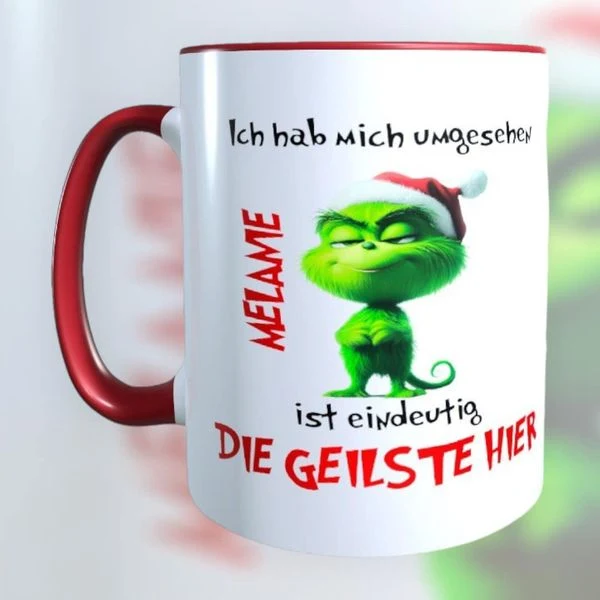 Personalisierte Baby-Grinch Tasse – Lustiges Weihnachtsgeschenk mit Wunschname