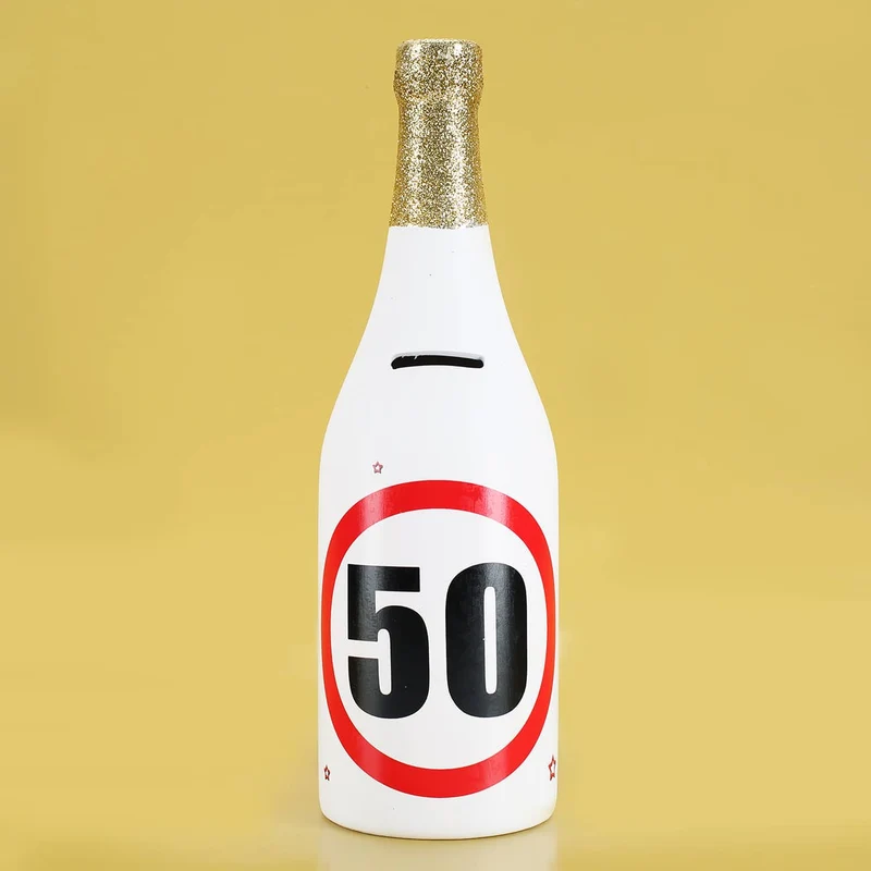 Spar-Flasche mit Verkehrszeichenmotiv mit verschiedenen Zahlen