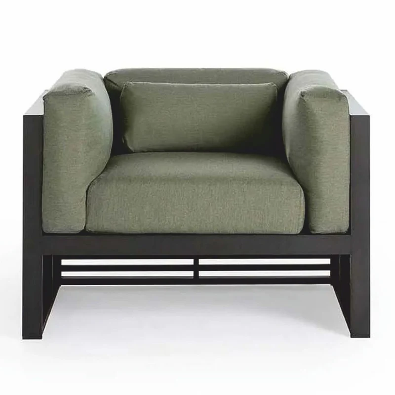 Casa Padrino Luxus Outdoor Garten Sessel Grün / Schwarz 100 cm - Hotel & Garten Möbel