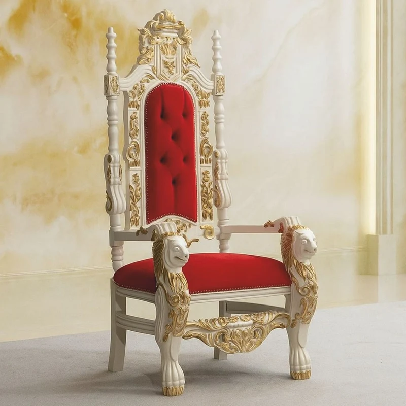 Casa Padrino Luxus Barock Thron Sessel Rot / Creme / Gold - Barockstil Möbel