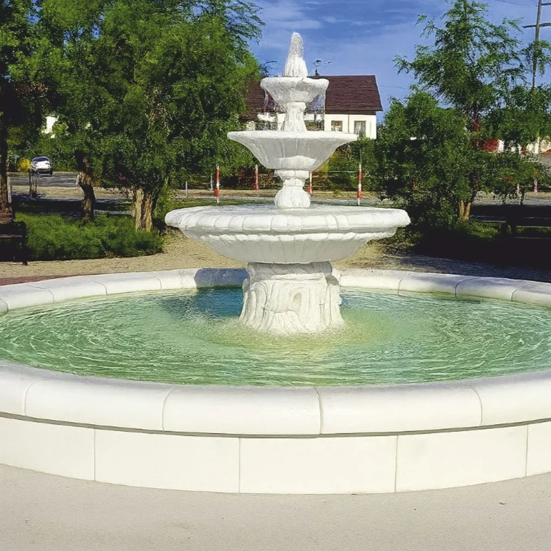 Casa Padrino Barock Springbrunnen mit Umrandung Weiß Ø 465 x H. 180 cm - Garten Deko Brunnen