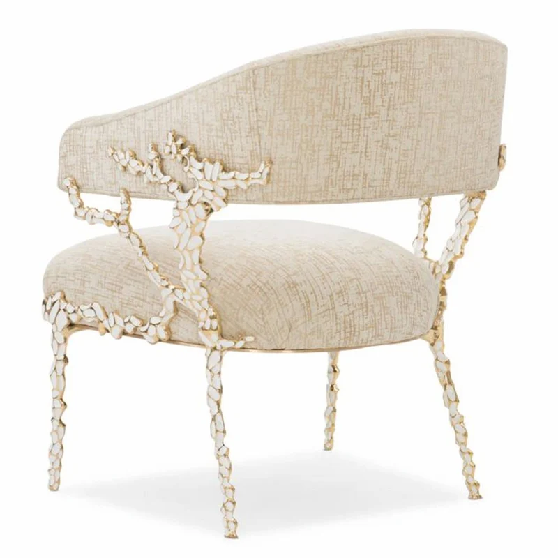 Casa Padrino Luxus Sessel Weiß / Gold H. 83 cm - Wohnzimmer & Hotel Möbel