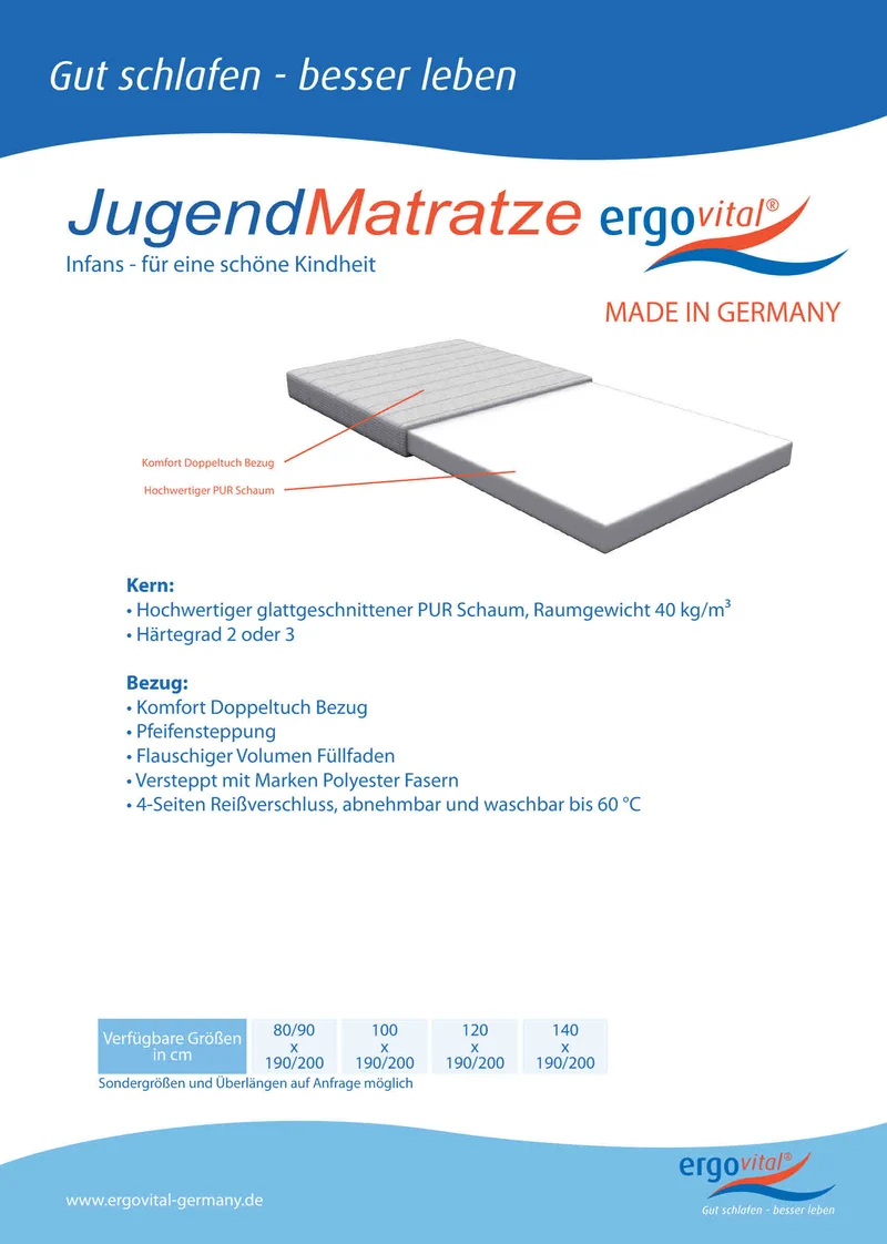 Kaltschaum Matratze ergovital ® Jugend Matratze