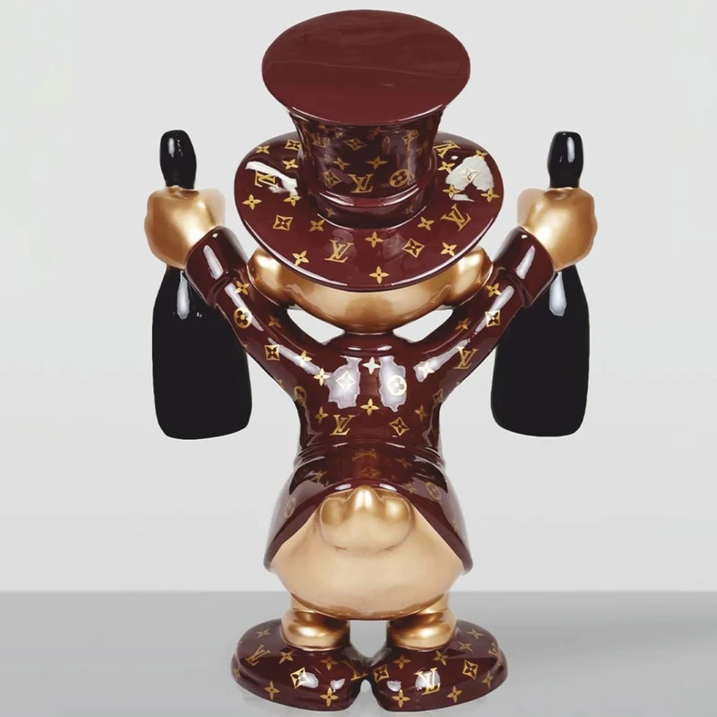 Casa Padrino XXL Deko Skulptur Ente Braun / Gold / Schwarz H. 170 cm - Große Deko Figur