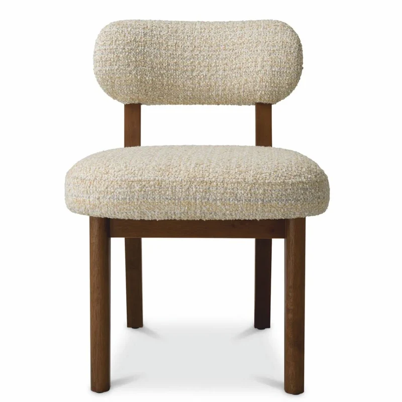 Casa Padrino Luxus Esszimmer Stuhl Beige / Dunkelbraun H. 77,5 cm - Esszimmer Möbel