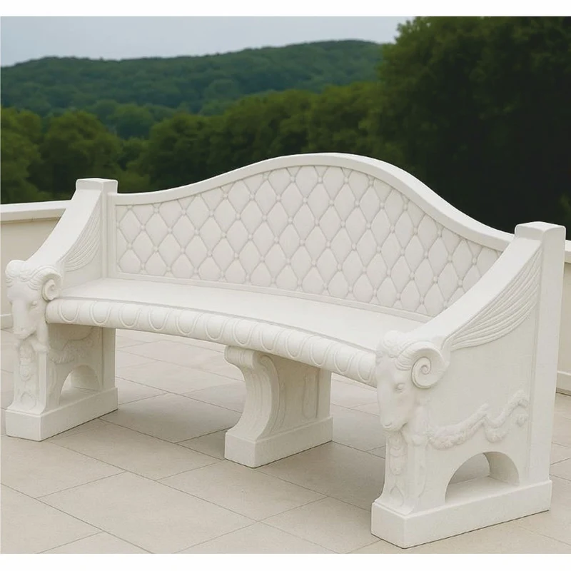 Casa Padrino Barock Beton Gartenbank Weiß 196 cm - Barock Garten & Terrassen Möbel