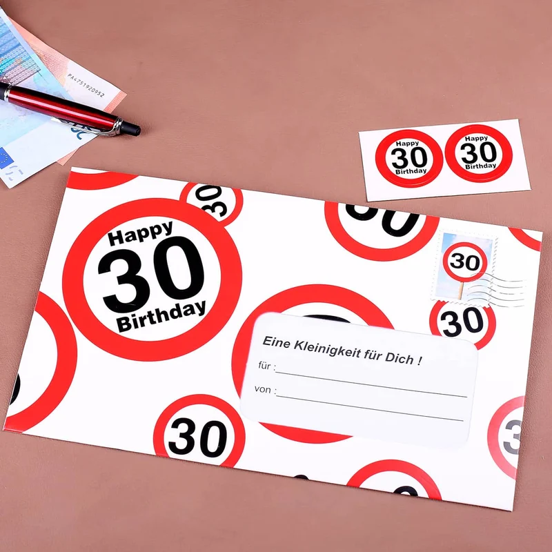Umschlag für ein Geldgeschenk zum 30. Geburtstag