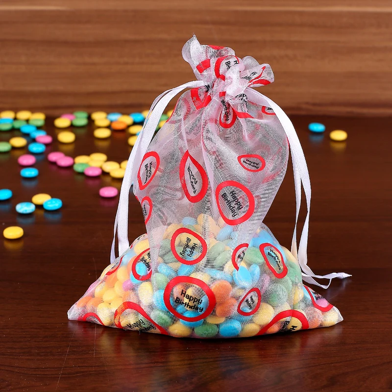 Organza-Beutel Happy Birthday