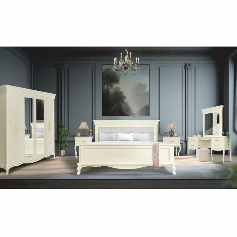 Casa Padrino Luxus Barock Doppelbett Creme - Prunkvolle Barockstil Schlafzimmer Möbel