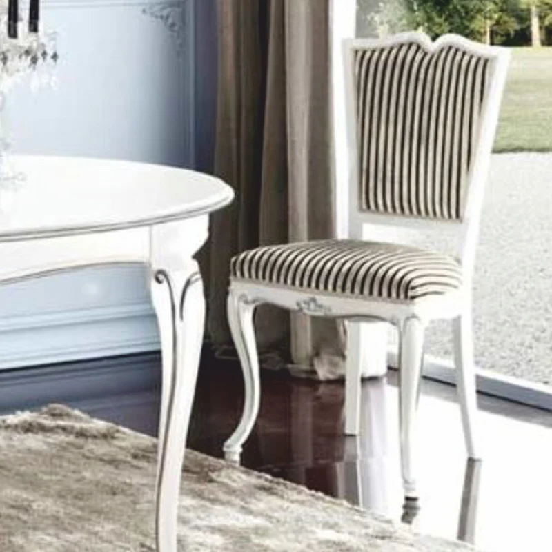 Casa Padrino Luxus Barock Esszimmer Stuhl Silber / Schwarz / Weiß / Silber - Barock Möbel - Made in Italy