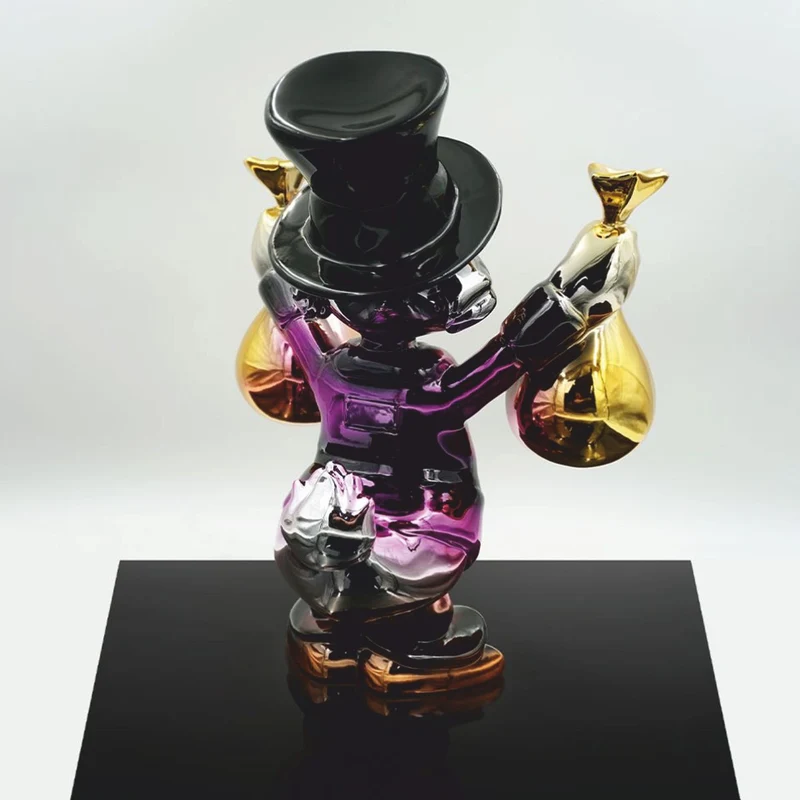Casa Padrino Deko Figur Ente Bunt Chrom H. 45 cm - Wohnzimmer & Garten Deko