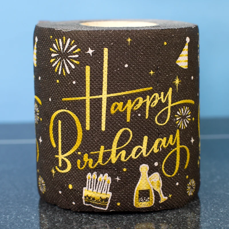 Toilettenpapier zum Geburtstag Schwarz/Gold