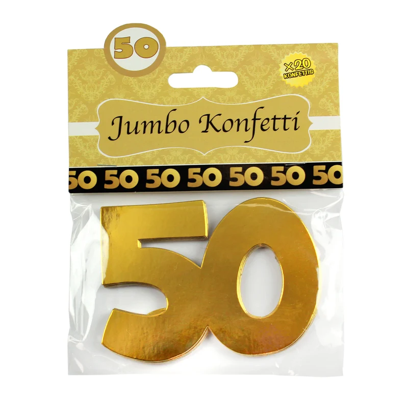 Jumbo Konfetti zur goldenen Hochzeit | Motiv 50 | XXL Deko Zahlen in Gold | 20 Stück Set
