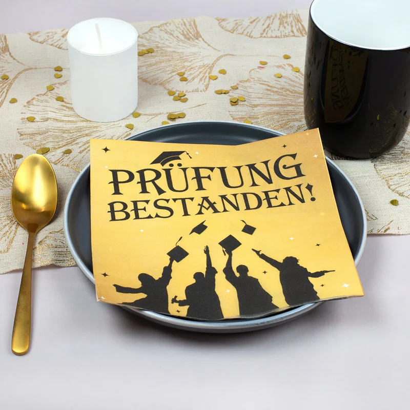 Servietten Set zur bestandenen Prüfung für Schulabschluss, Abitur und Studienabschluss | 20 Stück