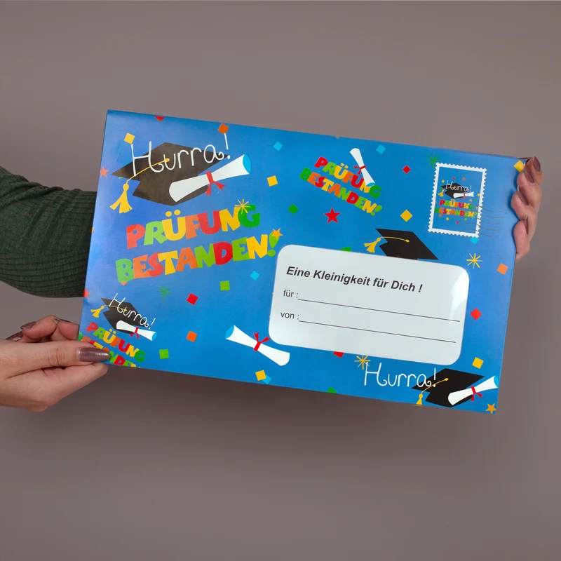 XXL Umschlag - Prüfung bestanden | Geld-Geschenk zum Schulabschluss, Abitur, Studienabschluss