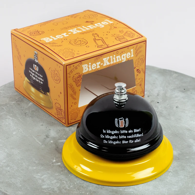 Bier-Klingel witziges Geschenk für den Stammtisch | Scherz Tischklingel aus Metall