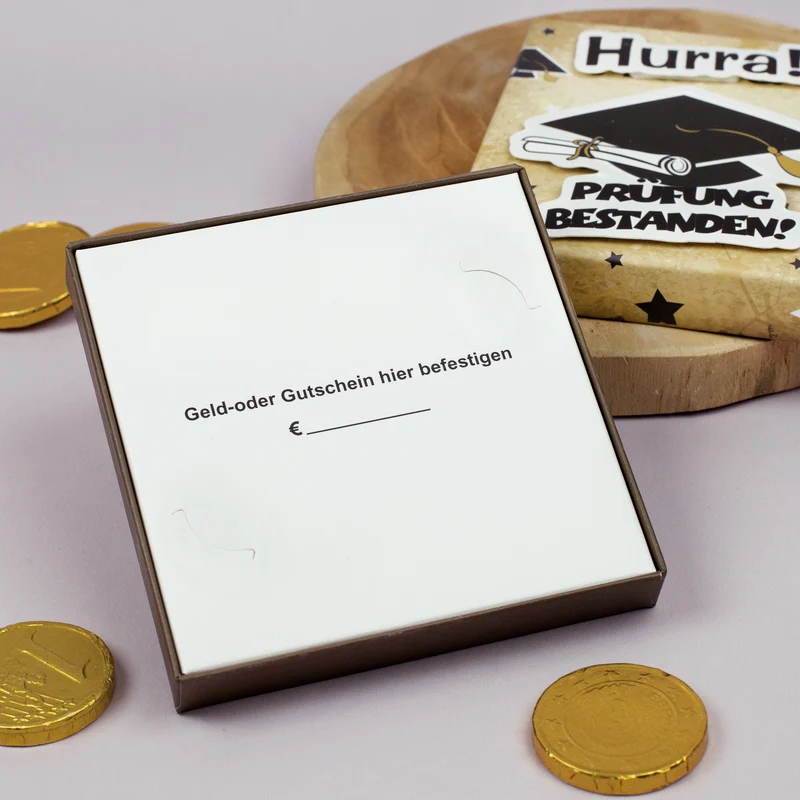 Geschenkschachtel "Prüfung bestanden!" für Geldgeschenke oder Gutscheine zur bestandenen Prüfung