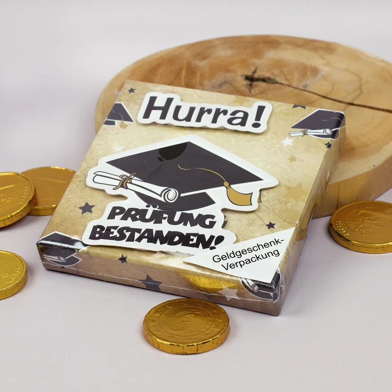 Geschenkschachtel "Prüfung bestanden!" für Geldgeschenke oder Gutscheine zur bestandenen Prüfung