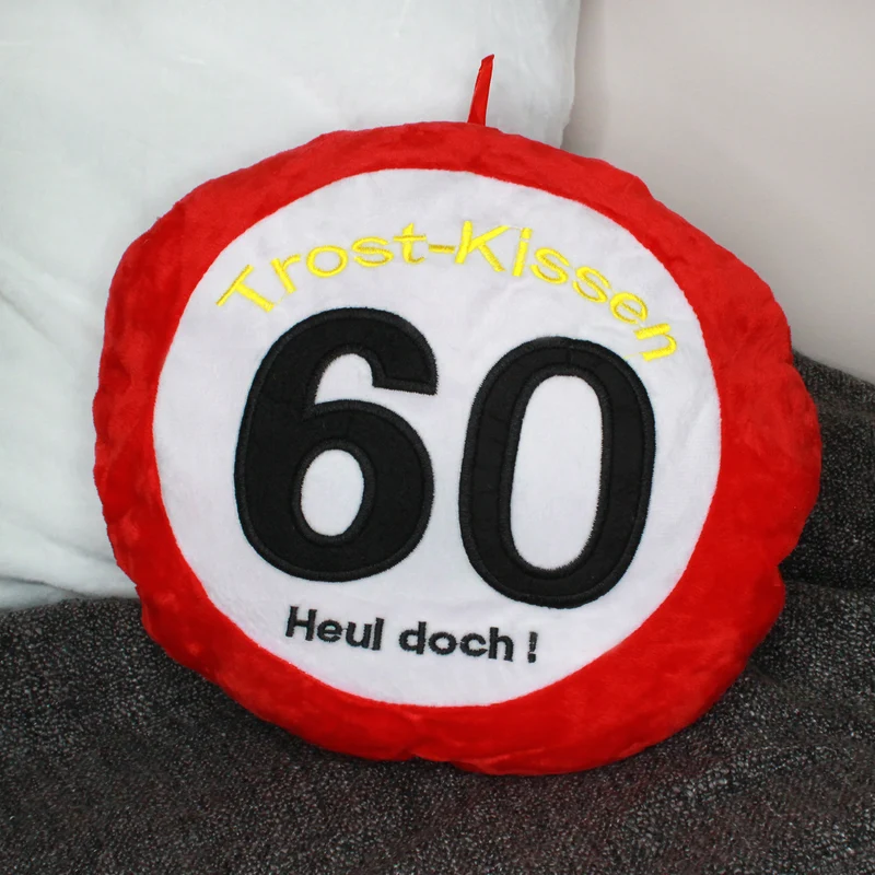 Trostkissen zum 60. Geburtstag - Heul doch! Lustiges Geschenk im Verkehrsschild Design