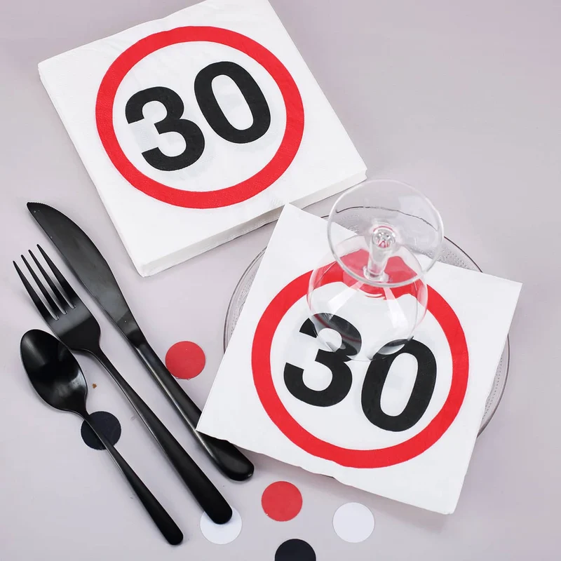 Papier-Servietten mit 30er Verkehrszeichen