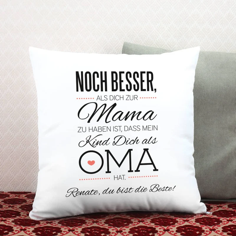 Kissen für die beste Oma mit tollen Spruch und persönlichen Gruß