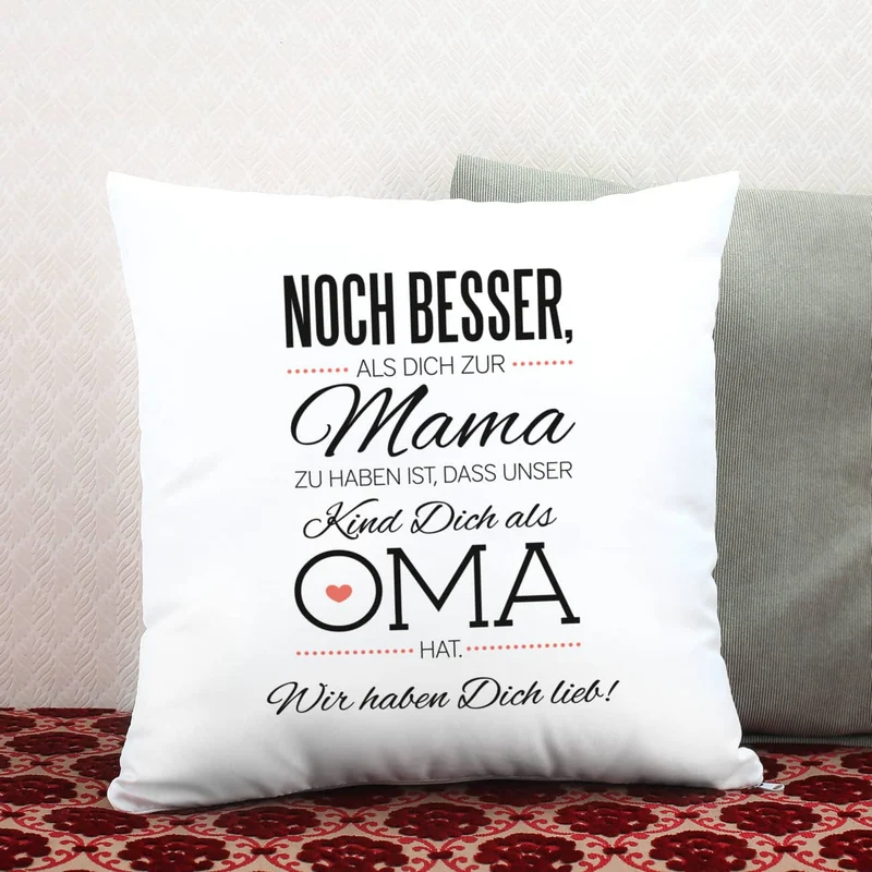 Kissen für die beste Oma mit tollen Spruch und persönlichen Gruß