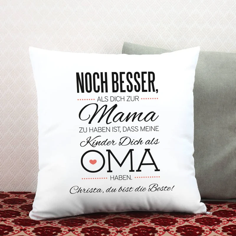 Kissen für die beste Oma mit tollen Spruch und persönlichen Gruß