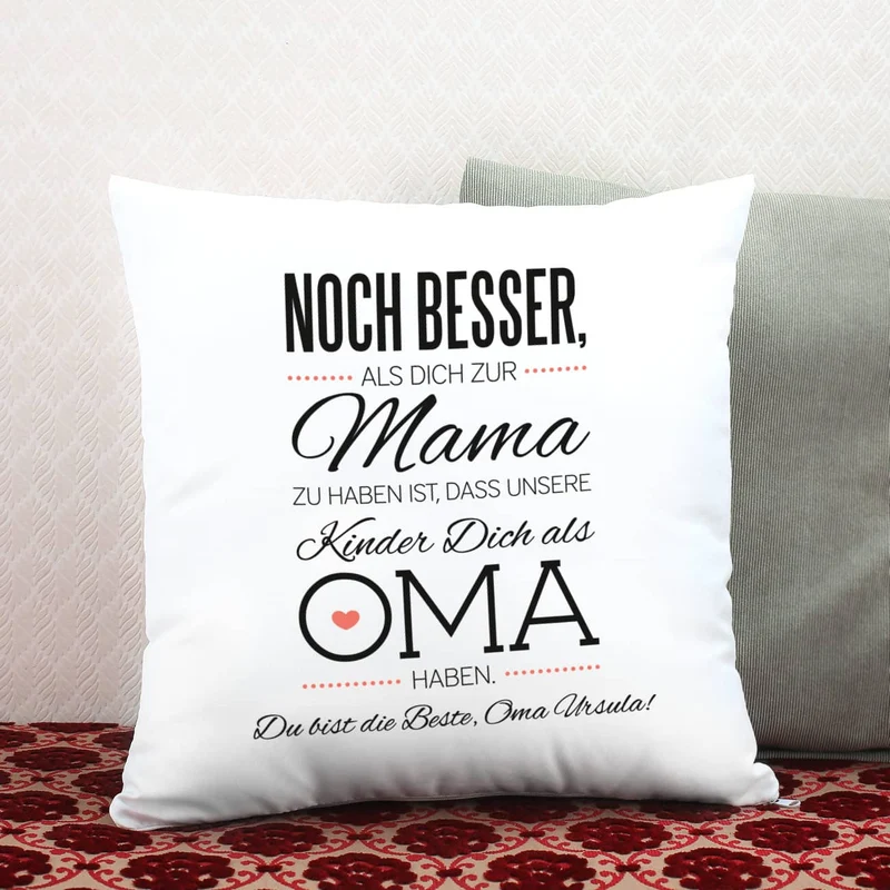 Kissen für die beste Oma mit tollen Spruch und persönlichen Gruß