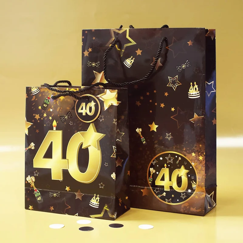 2-tlg. Geschenk-Taschen-Set - 40 schwarz/gold