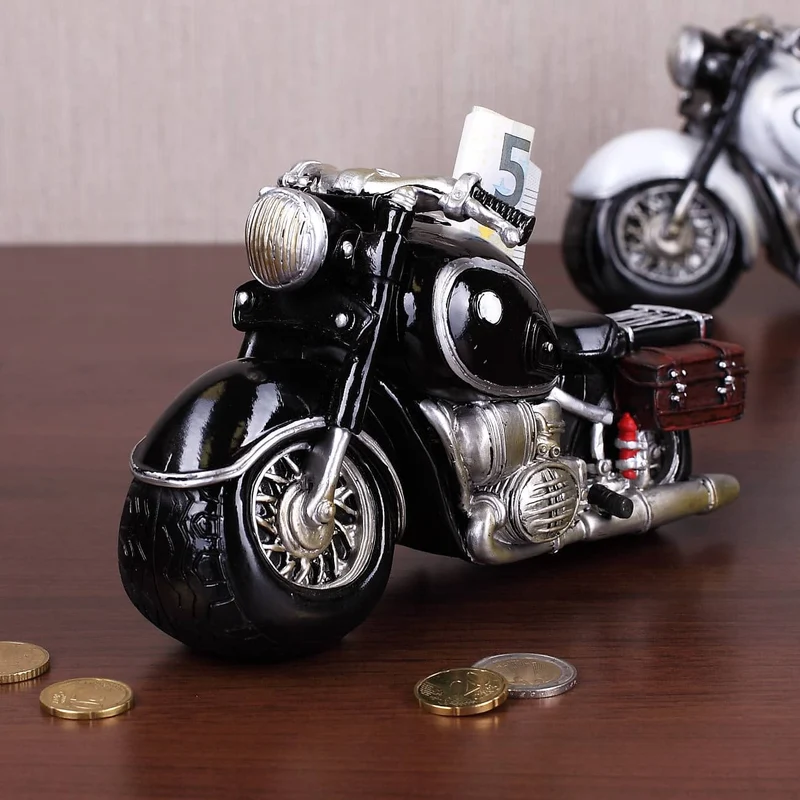 Spardose Motorrad Old Style, schwarz