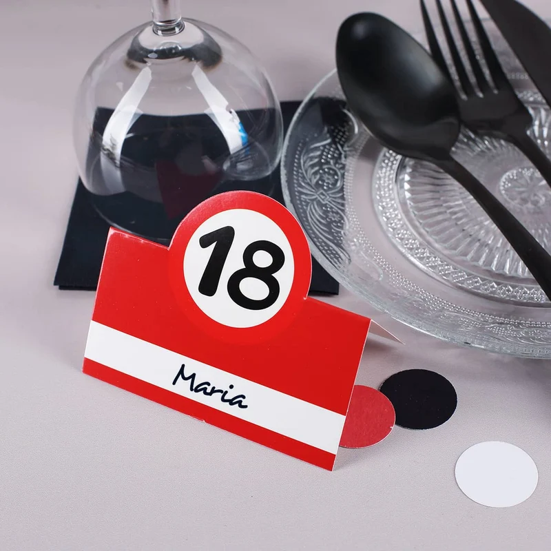 Tischkarten zum 18. Geburtstag
