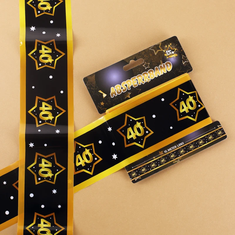 15 Meter Absperrband - 40 schwarz/gold