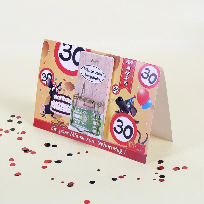 Mausefalle zum 30. Geburtstag mit Karte