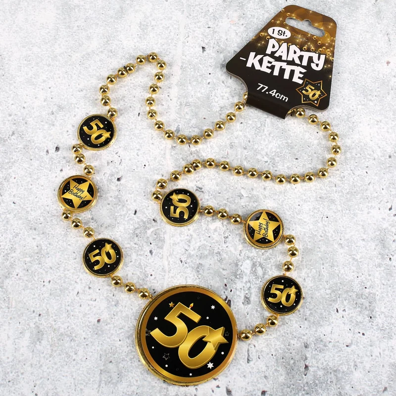 Party-Kette Star in Gold und Schwarz zum 50. Geburtstag