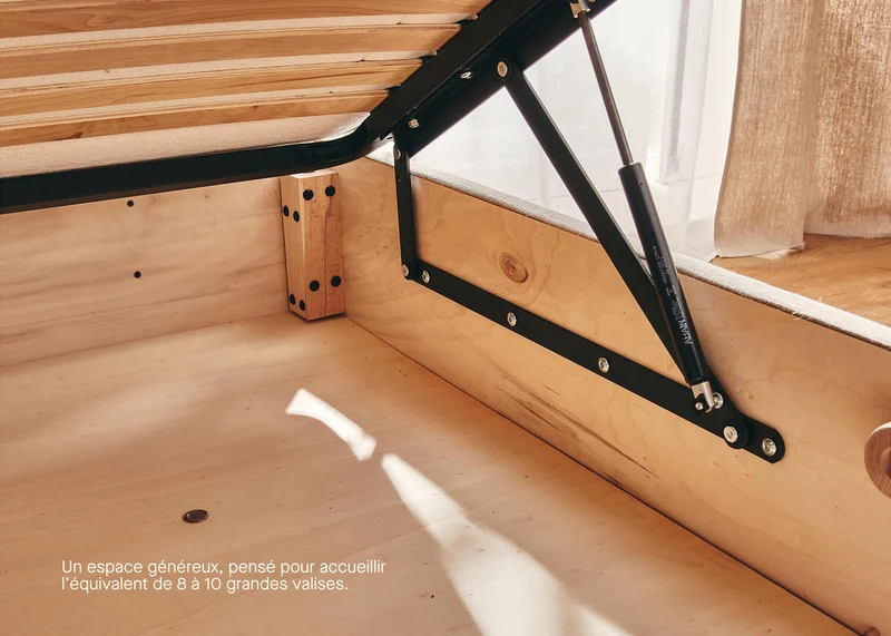 Lit coffre en bois et lin OTTO